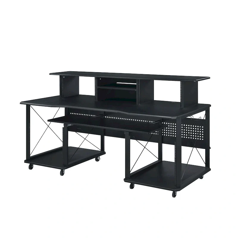 127f508d5688c4dcfed60b5d8f6f742dc90eaf00dc8c5cb343ae87665aaae7e0 Rectangular Music Desk with 8 Wheels and 1 Keyboard Tray(Black)