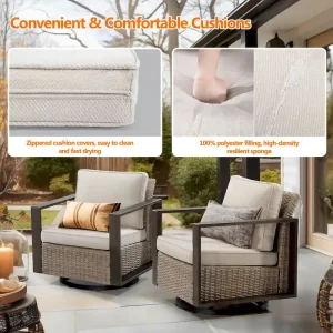 Cozywor 2-Piece Patio Wicker Outdoor Rocking Chair with Metal Frame and Cushions(Baby Blue)