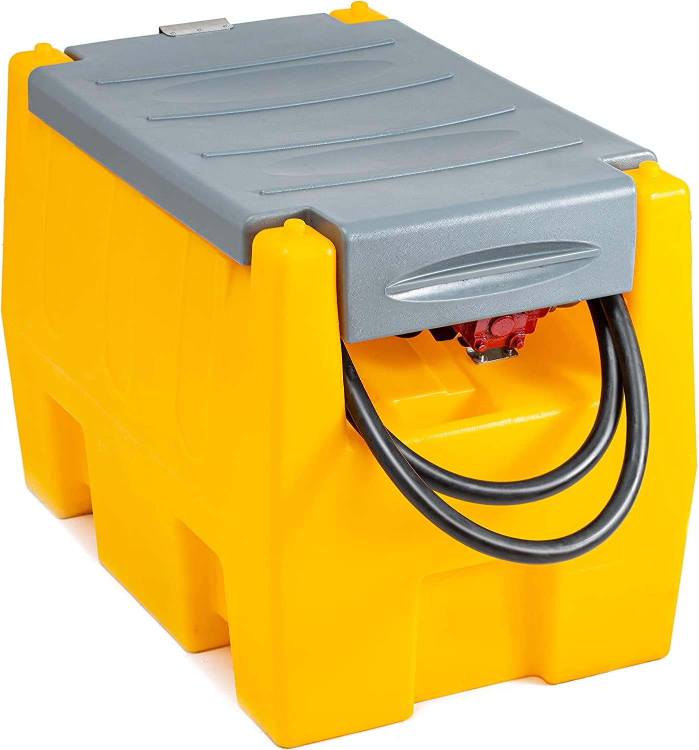 12eb8d4279e9627118a4bc20078ab6f383aca6a6be975632935e4136060c1603 TECSPACE 58 Gallon Gasoline Tank, Portable Fuel Tank with 12V Electric Fuel Transfer Pump, 40 GPM Gasoline Fuel Tank with 4 Meters Hose for Gasoline Transportation (Yellow, 58 gal)