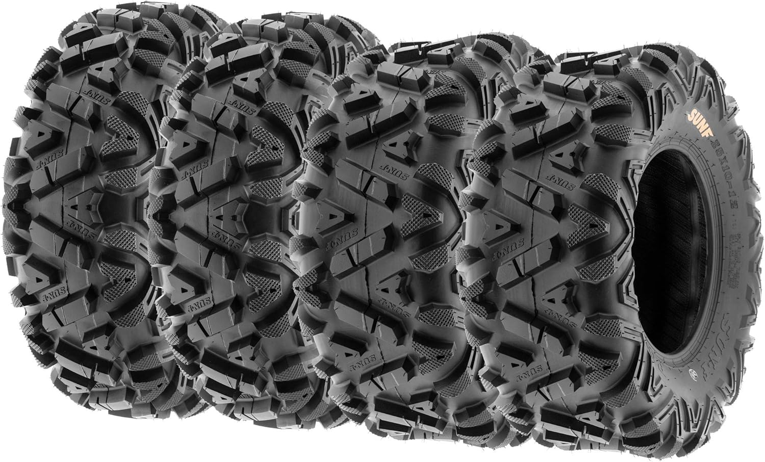 132ca0a4d99b8772b4ac6b94afaf75f84a4e4ddf6db1550d686ab13dec036dda Set of 4 ATV UTV all-terrain Tires 25x8-12 Front 25x10-12 Rear, 6 PR, Tubeless A033(27x9-12 27x11-12)