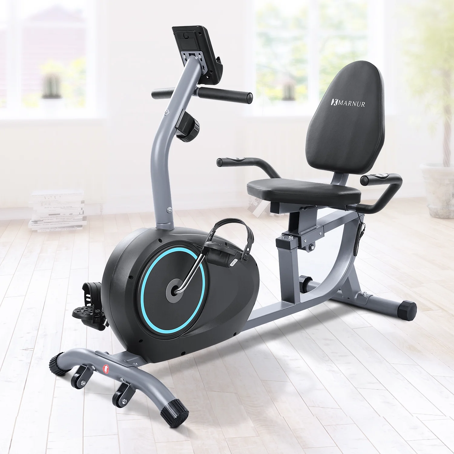 135458abeead361044f0d2625ca6635d47273f68e7dd0de3f04dd7785e4eeb2c 2025 Recumbent Exercise Bike with 8 Levels Adjustable Resistance, LCD Monitor, Pad Holder, Wheels