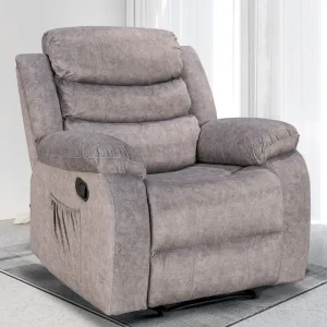 Soft Recliner Chair with Massage and Heat Function(Beige Chenille)