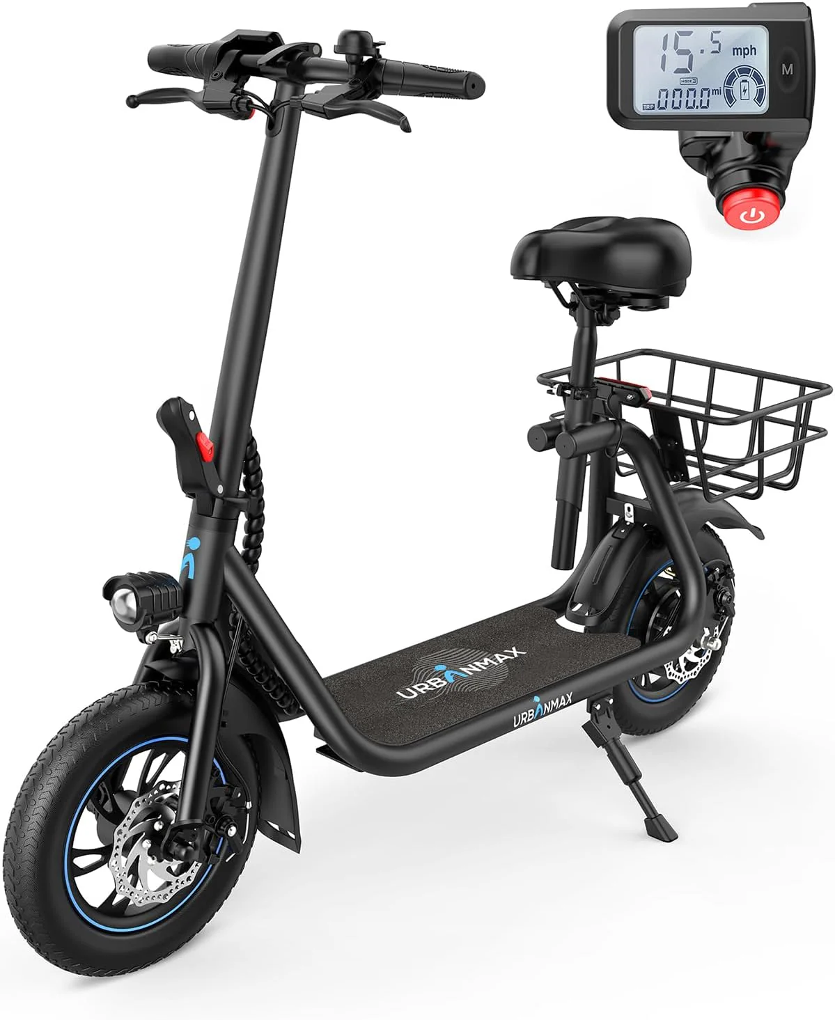 1463d8ba3d04efcc5d47a6f9d704790ff9dbcdcd3b9771b738bf585989389a6e URBANMAX C1 Electric Scooter with Seat, 450W Powerful Motor up to 22 Miles Range