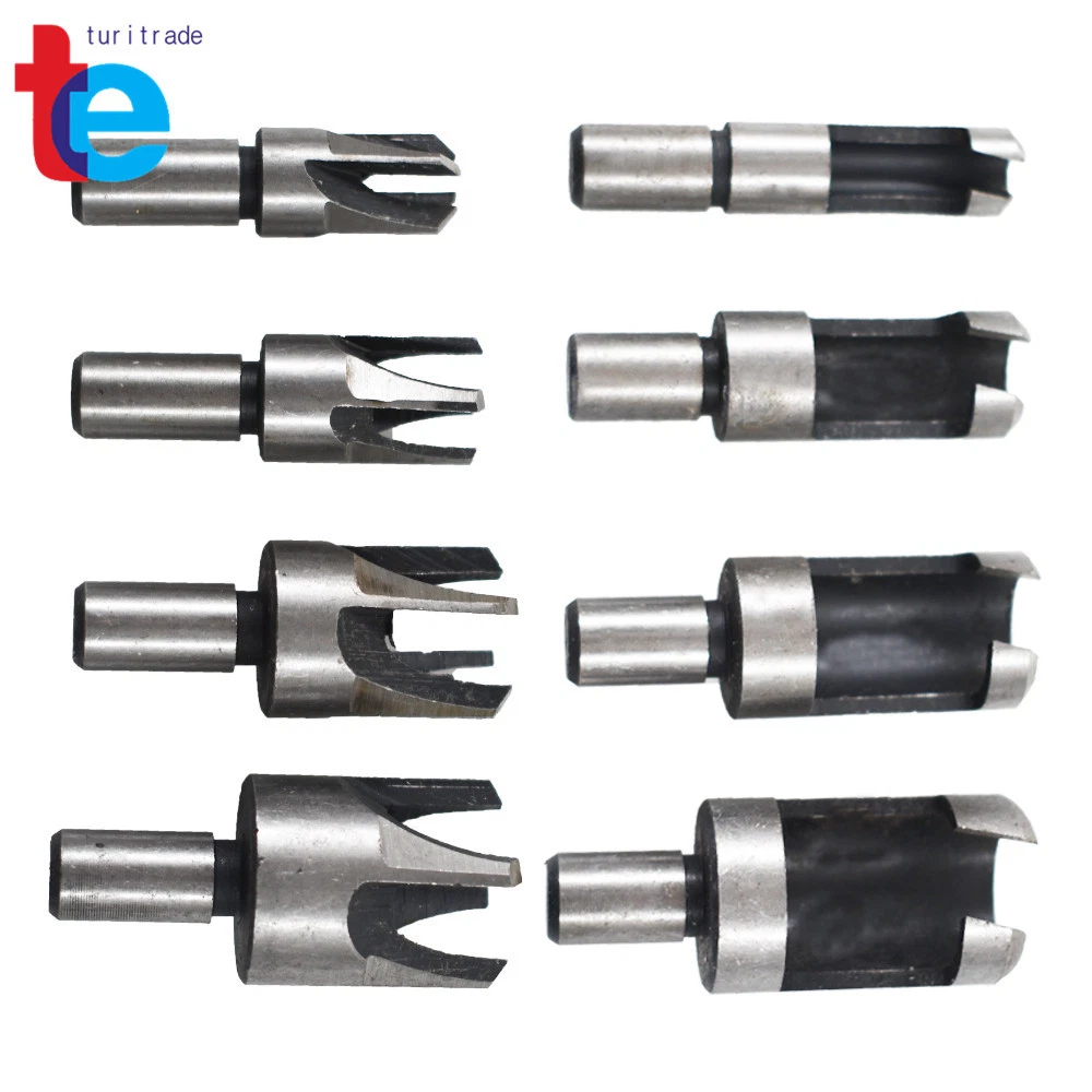 146f4c9d4cfb02358745a56736a7a35137bdb1ee2f5d898b9e91c4f47d7a5f29 Carbon Steel Wood Plug Hole Cutter Dowel Maker Cutting Shank Drill Bit Set 8 Pcs