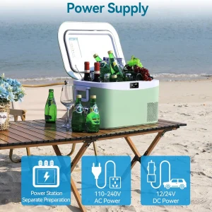 Car Fridge Portable 12 Volt Refrigerator 23 Quart (22 Liter) Freezer Compressor Cooler 12V/24V DC 110¡«240 V AC for Outdoor, Camping, Travel, Home Use -18¡æ~+15¡æ (Green)(23 Quart/Green)