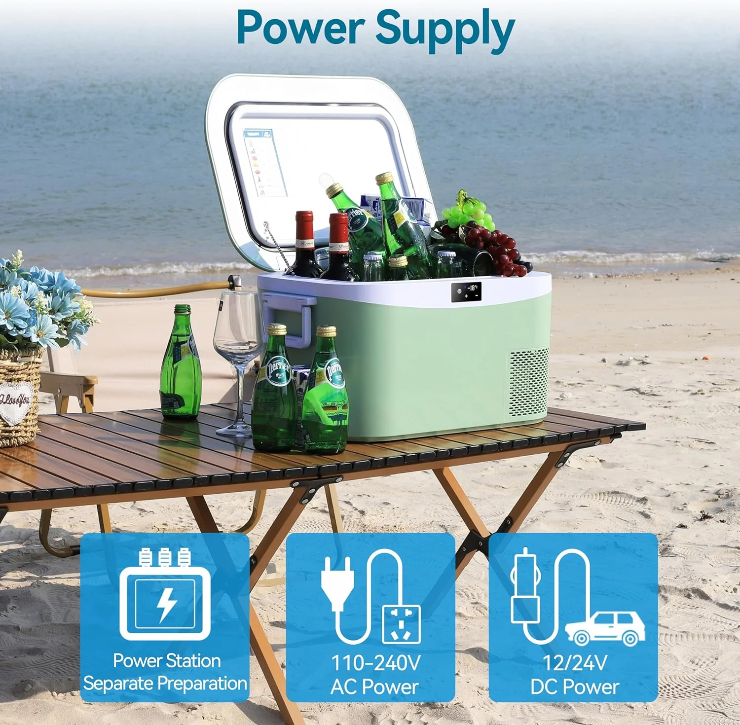 157e23bd64af470a629975ba71ad6ef2db7d6c1825d3905c558172368193fa81 Car Fridge Portable 12 Volt Refrigerator 23 Quart (22 Liter) Freezer Compressor Cooler 12V/24V DC 110¡«240 V AC for Outdoor, Camping, Travel, Home Use -18¡æ~+15¡æ (Green)(23 Quart/Green)