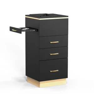 OmySalon Salon Storage Station Barber Stations Beauty Salon Spa Equipment with 3 Drawers(Black Gold)