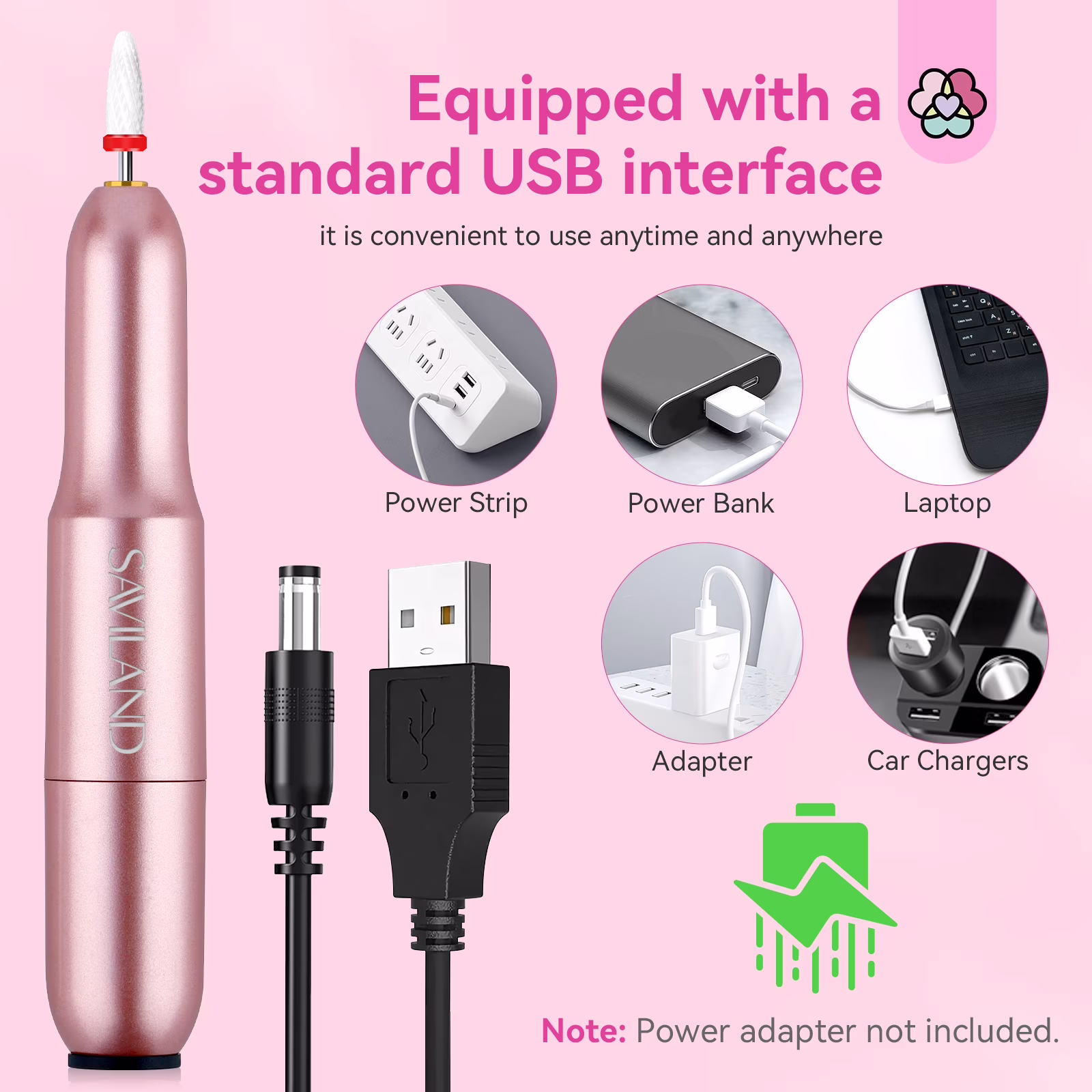 163bec418f200c6ce08b56a274e4d505bbec302f422844fdf66210ce55de81b3 Saviland Electric Nail Drill - 20000 RPM Corded Electric Nail File Kit with 6 Bits & 51 Sanding Bands, Gold
