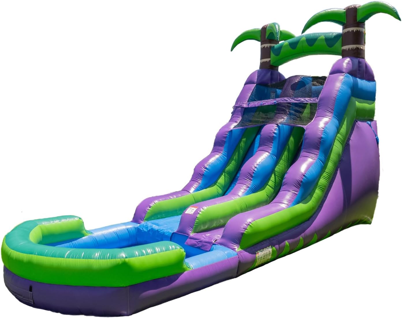 167b5aca1bd8c4e9ae800adc10fcd5b8e52da214cef1519beb571464afcb282d HeroKiddo 16?? Purple Tropical Lightweight Premium Commercial Grade Water Slide Inflatable with Attached Pool for Kids and Adults (with Blower), Wet Dry Use, Summer Fun