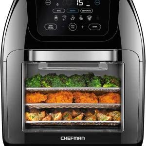 CHEFMAN Multifunctional Digital Air Fryer+ Rotisserie, Dehydrator, Convection Oven(12 Qt/Black)
