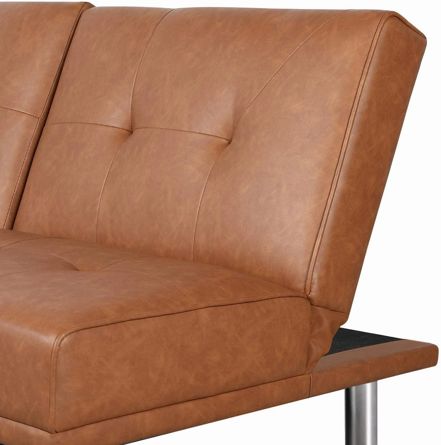 1707bddd1fe18d1d9978e0d6bceb98a58c63fb2cf7e83ab6f1af5f4aebae0c1a Yaheetech Convertible Sofa Bed Adjustable Couch Sleeper Modern Faux Leather Home Recliner Reversible Loveseat Folding Daybed Guest Bed, Removable Armrests, Cup Holders, 3 Angles, 772lb Capacity, Black(Brown)