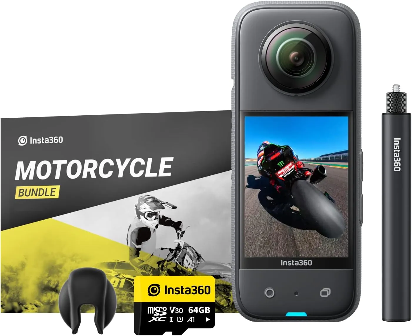 177e878ccd0045b7165e9bdab08c9ef9fcb8b57b90e8b14432b6de4b3c2645c3 Insta360 X3 Motorcycle Kit- Waterproof 360 Action Camera with 1/2" 48MP Sensors(Default/ONESIZE)