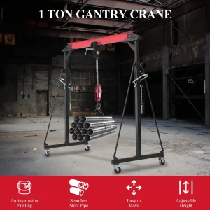 2025  1 Ton Adjustable Gantry Crane, 2200 lbs Capacity, Height Adjustable 96.5