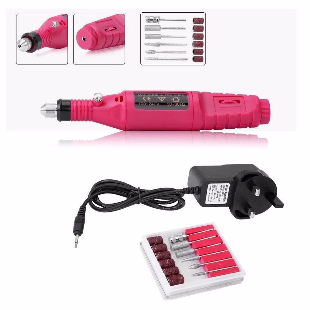 Pinkiou Electric Nail Drill Machine Nail Drill Kit 20000 RPM Portable Nail Drill for Acrylic Nails, 6 Acrylic Gel Remover Nail Tools, Nail Polishing Machine Pedicure Set