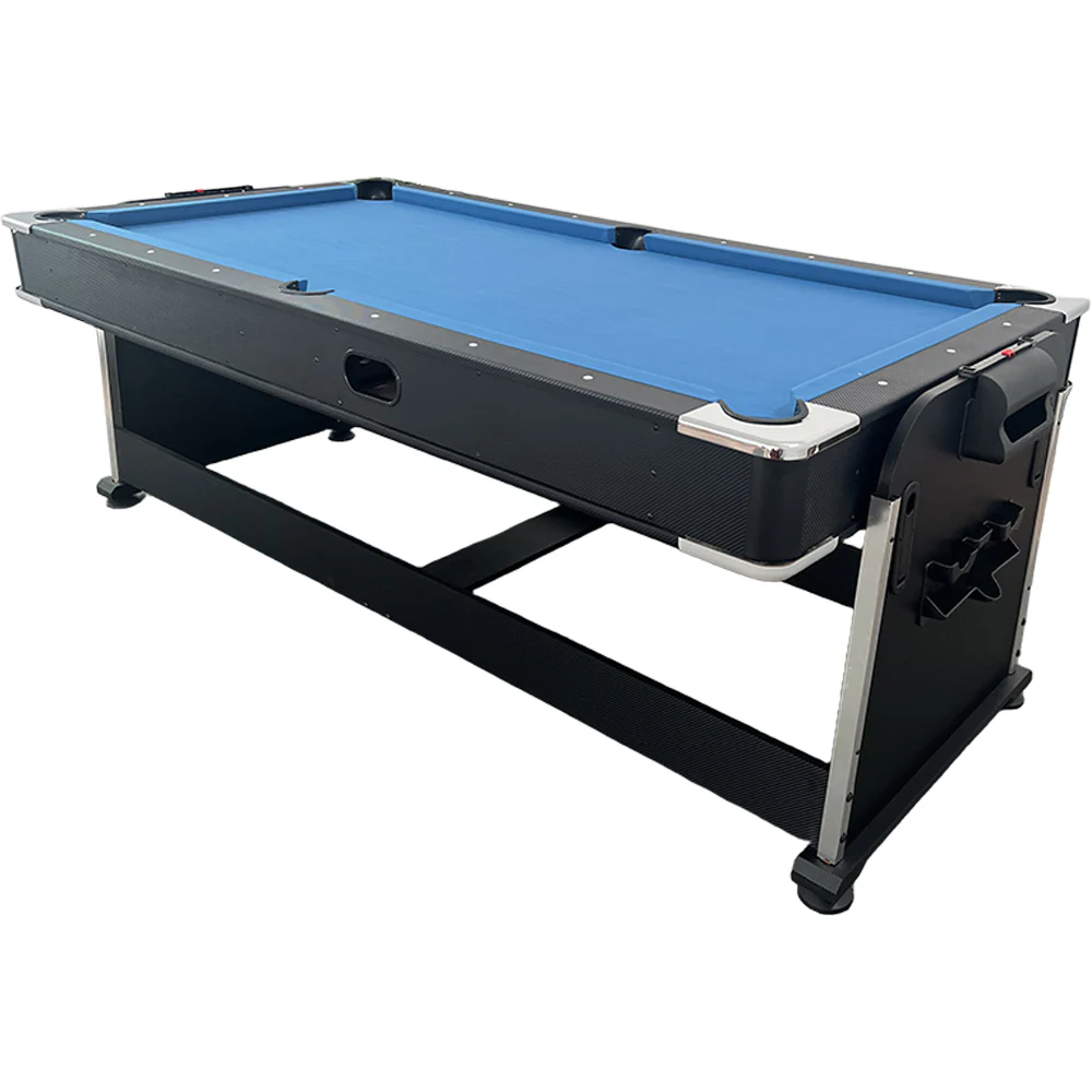 17b735a7af0fd050e941636c2e02192157f4edae8f46d07d974c8fa80ca244bc 4 In 1 Multi-functional Game Table with Full Accessories for Home, MDF, 7Ft(Black/Blue)