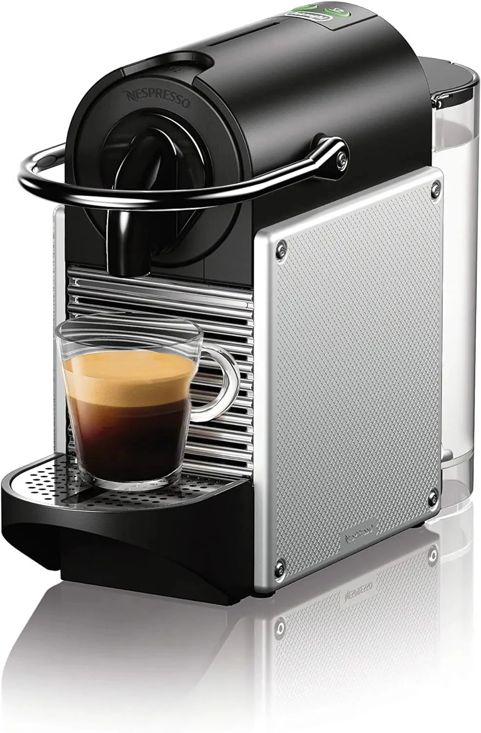 188062e092a9e656b96ed1f4fa6b761d5436340b01e543d23eefd34738d9ae3c Nespresso Pixie espresso machine by De¡¯Longhi, 19-bar pump, compact aluminum design, silver, 1100 ml