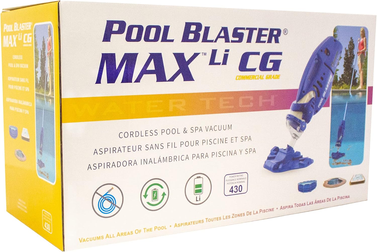 18e3824bca75a55b74c9a2c5de1cd488b342bdcd9db30b28caa9c86c7510ebd2 POOL BLASTER Max Cordless Pool Vacuum for Deep Cleaning Strong Suction, Handheld Rechargeable Swimming Pool Cleaner for Inground and Above Ground Pools, Hoseless Pool Vac by Water Tech(Max)
