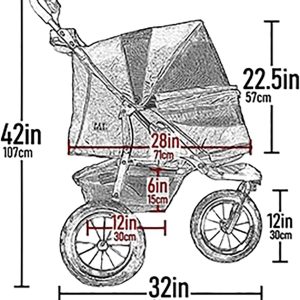 No-Zip NV Pet Stroller for Cats/Dogs Zipperless Entry Easy One-Hand Fold Gel-Filled Tires Plush Pad + Weather Cover Included 3 colors(Skyline/ONESIZE)