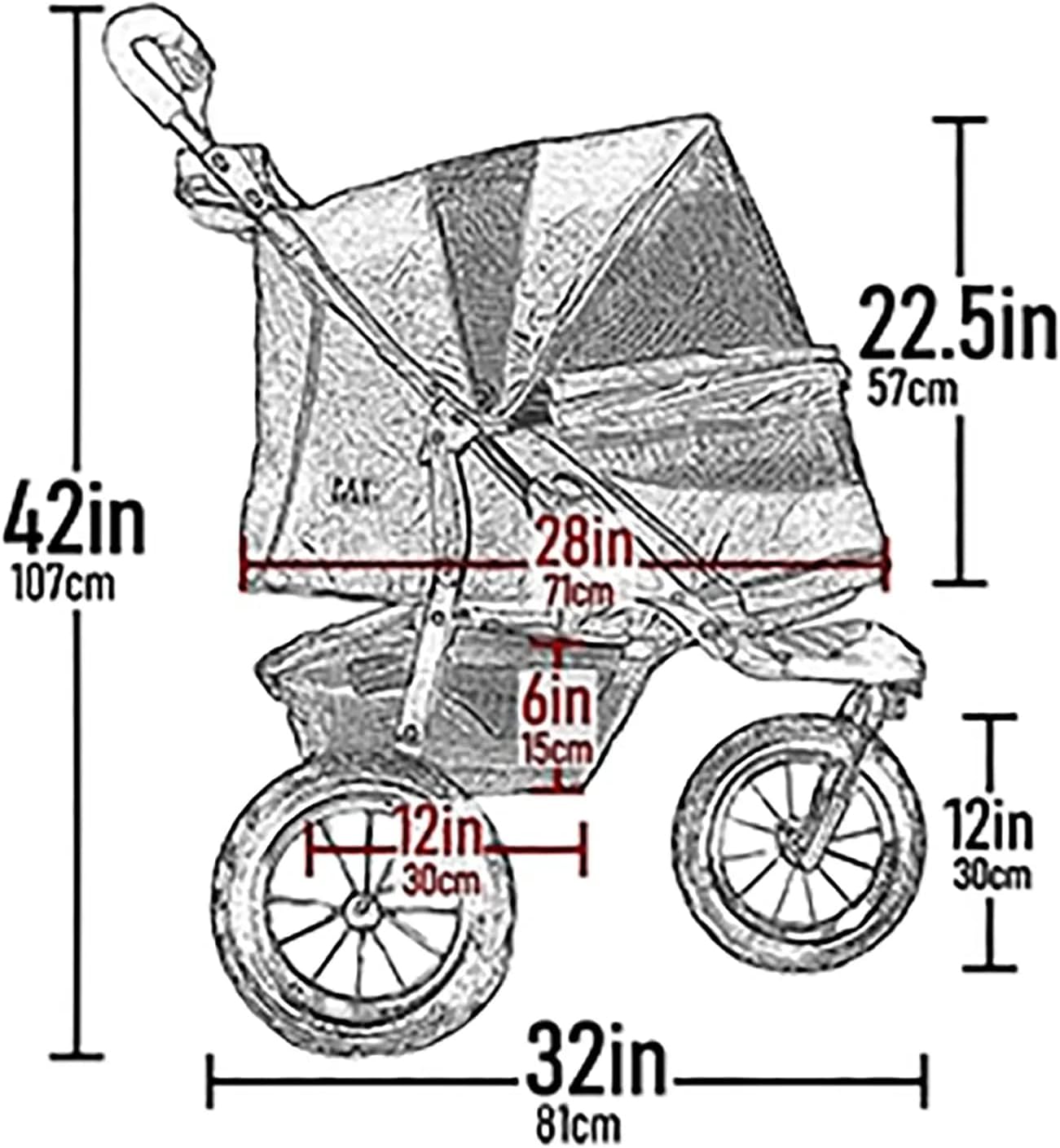 18f19901cddde625ce0517b3179b1684a9c6089bdaba4bece60796023535d80f No-Zip NV Pet Stroller for Cats/Dogs Zipperless Entry Easy One-Hand Fold Gel-Filled Tires Plush Pad + Weather Cover Included 3 colors(Skyline/ONESIZE)