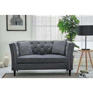 Gracewood Hollow Sukikim Velvet Loveseat(Burgundy)