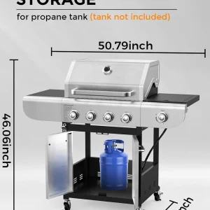 4-Burner BBQ Propane Gas Grill, 44000 BTU(Default Title)