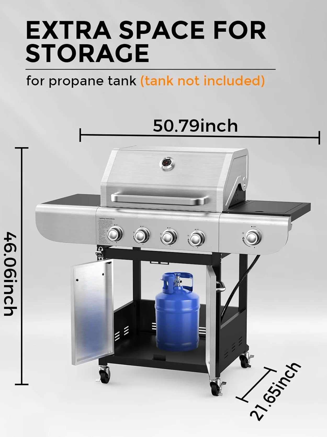 196cd90abd6f185f2a7649a3689a5ba41b87a0181a341c27dafce744c1c87cc8 4-Burner BBQ Propane Gas Grill, 44000 BTU(Default Title)