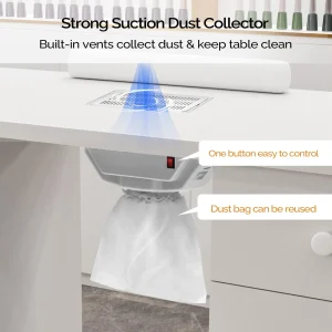 OmySalon Manicure Table Nail Desk w/Electric Downdraft Vent(Default/ONESIZE)