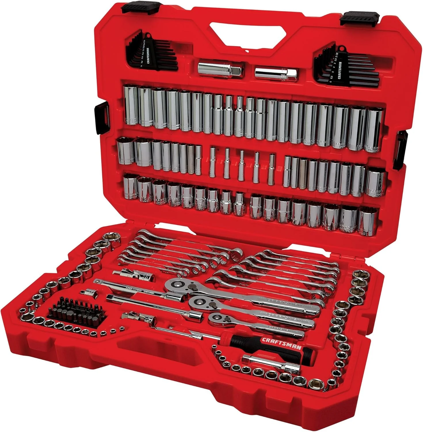 1a662b4183d55551820ea65f7f270b36146cb6036384bc33787dac637ffd18aa CRAFTSMAN Mechanics Tool Set, 1/4 and 3/8 Inch Drive, 189 Piece (CMMT12134)(New 189 Piece Set)