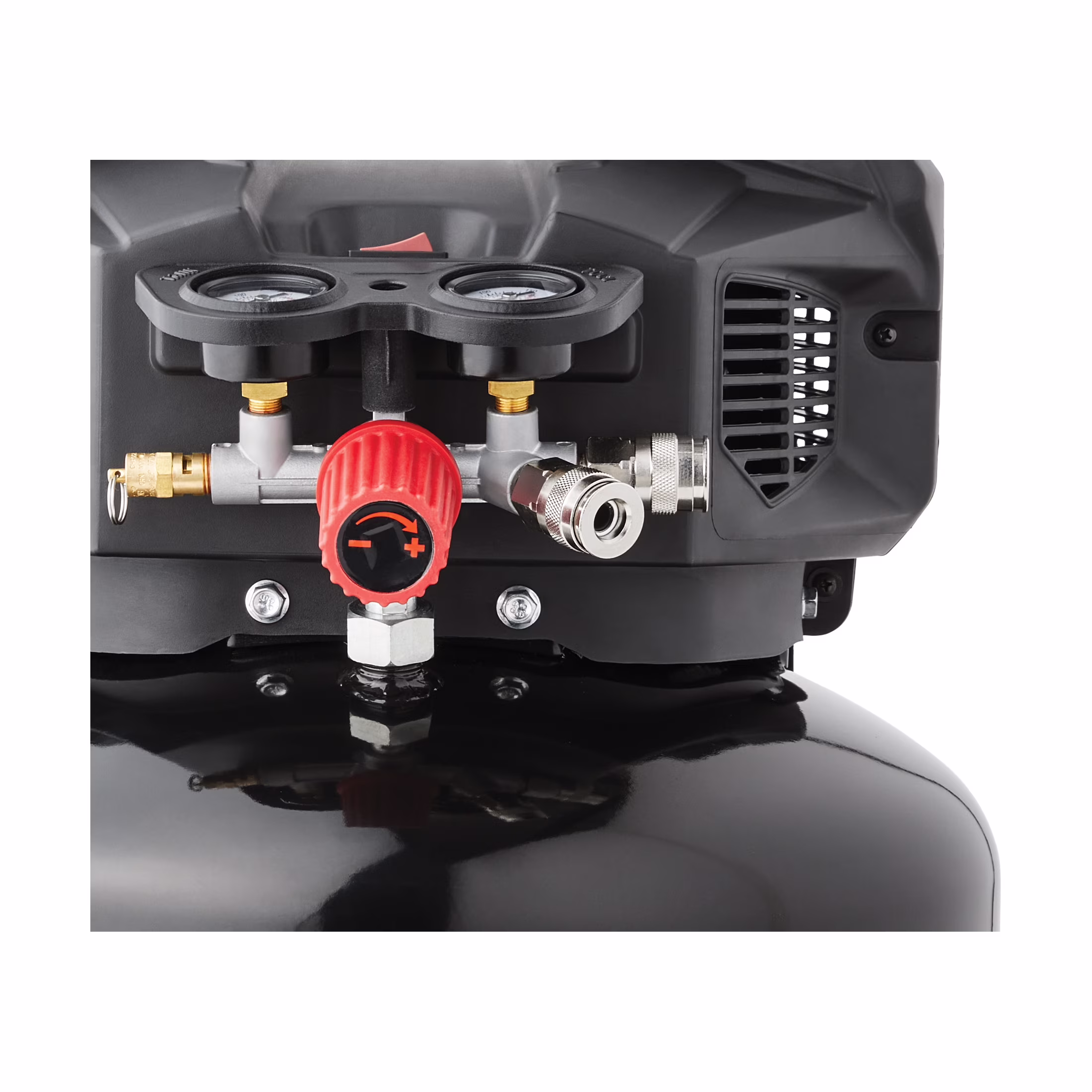 1a7260be427b0cb9843e831f9d06d5150573c7997a0ef70bde3b65b22f260444 Hyper Tough Black 150 PSI Oil-Free Pancake Air Compressor 6 gal