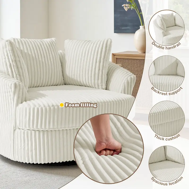 1aaadd7d3063e423ba36153641ce7aef209f5d3cb2f2a871680965fedec05308 DREAMSIDEA Recessed Arm Slipcovered Swivel Barrel Chair(Blue)