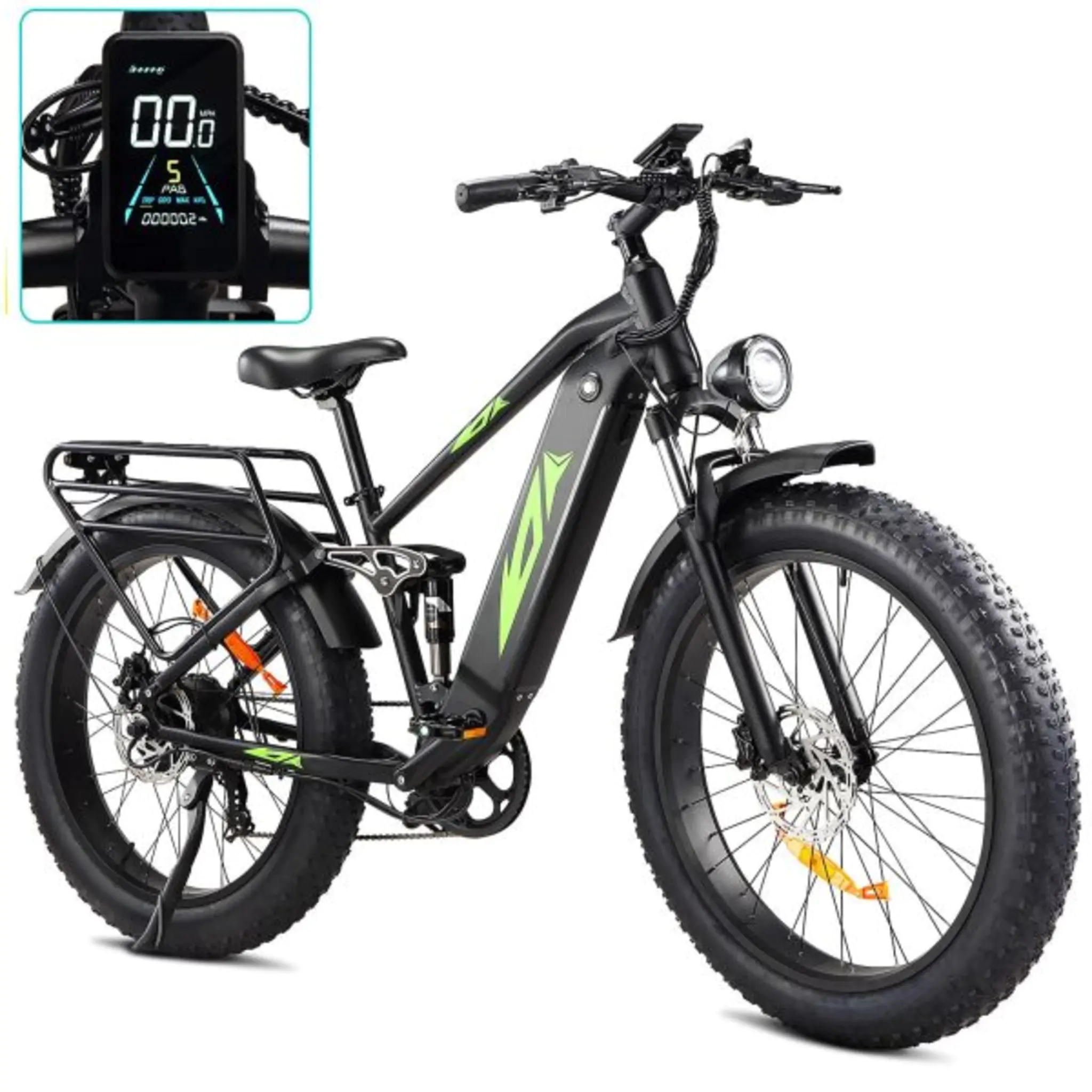 1ab68fcd0f57093925ef0e230ae8b06bf00efaaa226987add4ec6b4add52d698 1000W 48V Electric Bike for Adults ¨C 26-in Fat Tire Full-Suspension E-Bike ¨C 17.5Ah Battery ¨C 7-Speed ¨C Up to 28MPH ¨C UL Certified