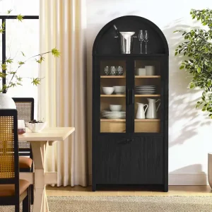 Evie Arched Tall Display Cabinet(Black Oak)