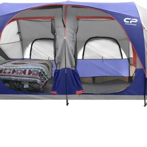 CAMPROS CP Tent 12-Person-Camping-Tents,3 Room Family Tents,Waterproof Windproof Family Tent with Top Rainfly,6 Large Mesh Windows,Double Layer,Easy Set Up, Portable with Carry Bag-20' x 9' x 72