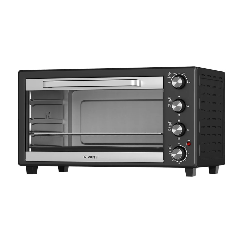 1baa4b873494477ad056d58b6c5ab6d7be833dc9c952e57a1fbbab477894ed45 Devanti 60L Convection Oven Electric Fryer Black/Silver