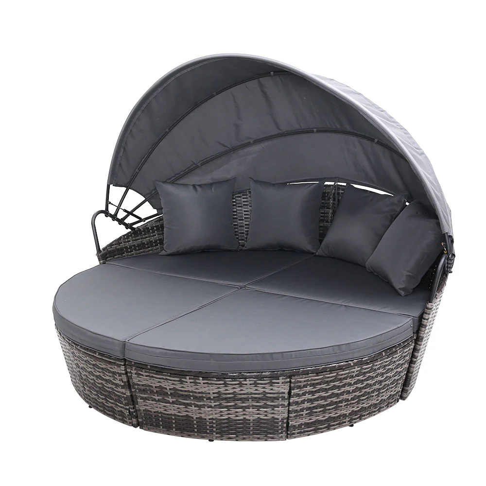 1bb24d772e585c706657d5e26d42ef105c553e959499f7747600c515775d514b Gardeon Sun Lounge Setting Wicker Lounger Day Bed Outdoor Furniture Patio Grey