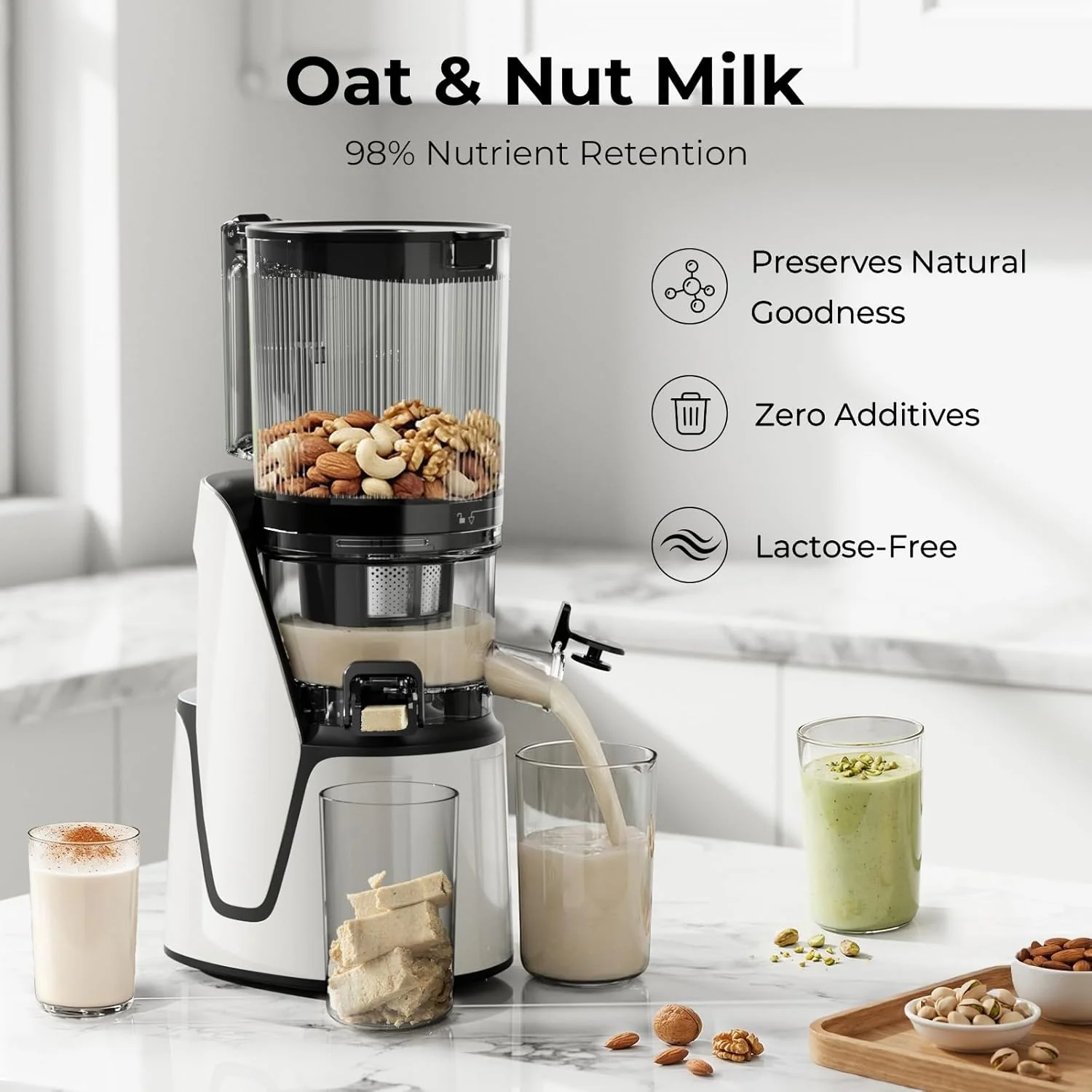1bf49d12c73ca11d79e2d81c3d046d5fd1e1f15487a5c69273ae393bfc0174dd EanOruus Juicer Machines, 3 in 1 Cold Press Juicer with Extra Large Chute 100 oz Large Capacity(Bright White)