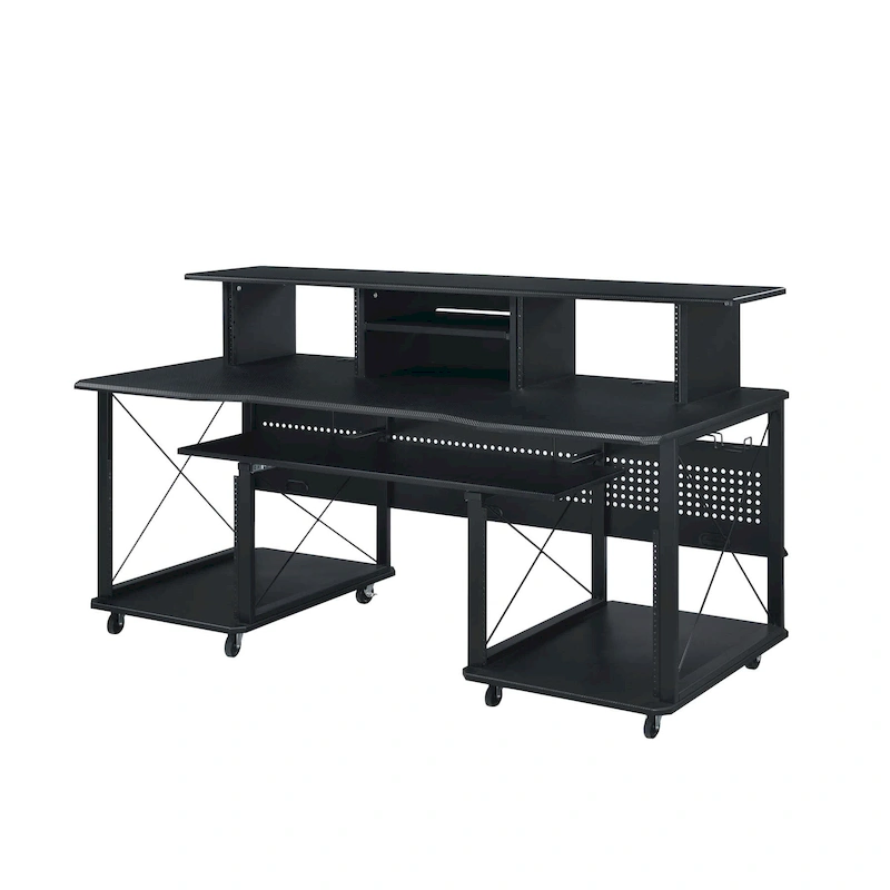 1c23855d265d0304130880b7576e2f0a1249f7160b55a94e6521a67ac93fc3c2 Rectangular Music Desk with 8 Wheels and 1 Keyboard Tray(Black)