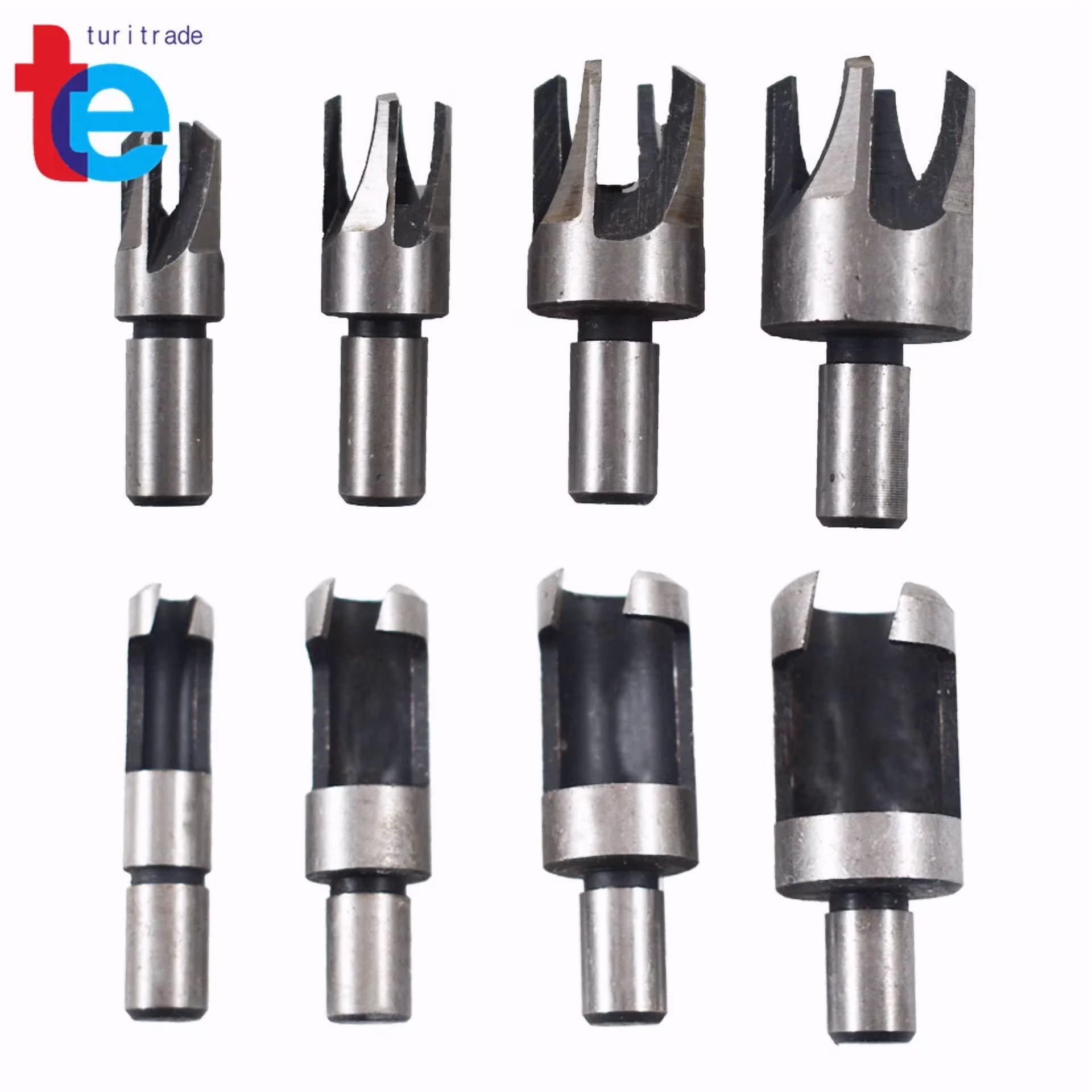 1c3c16f6bcaf39ad48b0668480145917c6adb61de8a519e4d2cfae7f4bb9edaa Carbon Steel Wood Plug Hole Cutter Dowel Maker Cutting Shank Drill Bit Set 8 Pcs