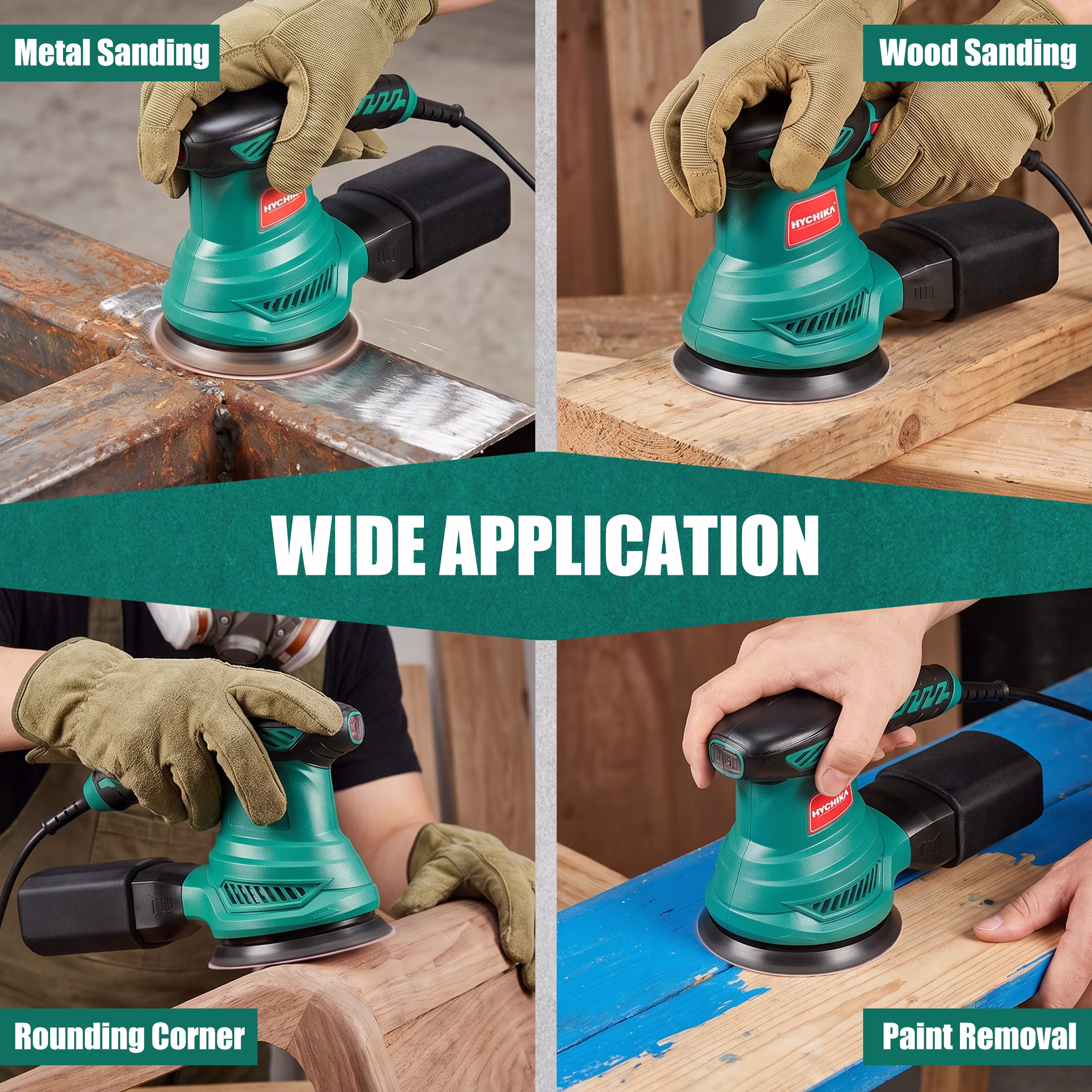 1d19031ddfe6143136f531c180c083e6436e12bf62600ef09fd58b2ea6aef348 HYCHIKA 5-inch Random Orbital Sander, 13000 RPM 6-Speed with 12 Sandpapers & High Performance Dust Collection System for Wood Finishing and Polishing