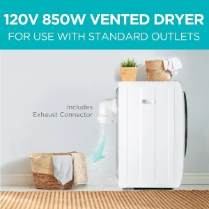 Compact Clothes Dryer 1.5 Cu. Ft. 850W Electric Dryer 120V Vented Dryer Stainless Steel Drum(3.5 Cu. Ft)