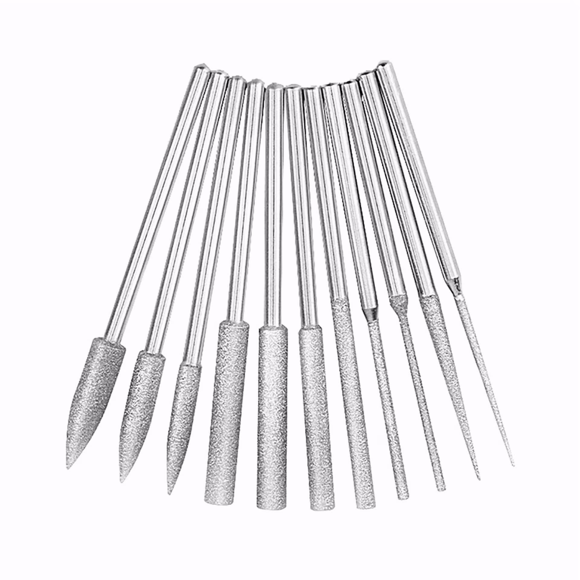 1ee6f376701ea07d52bdf20bbd198816e4c1050d7aa4f22cfd6c05d1a7da064a 11Pcs 1/8" Carbide Steel Diamond Burr Bits Grinding Rotary Tools Accessories