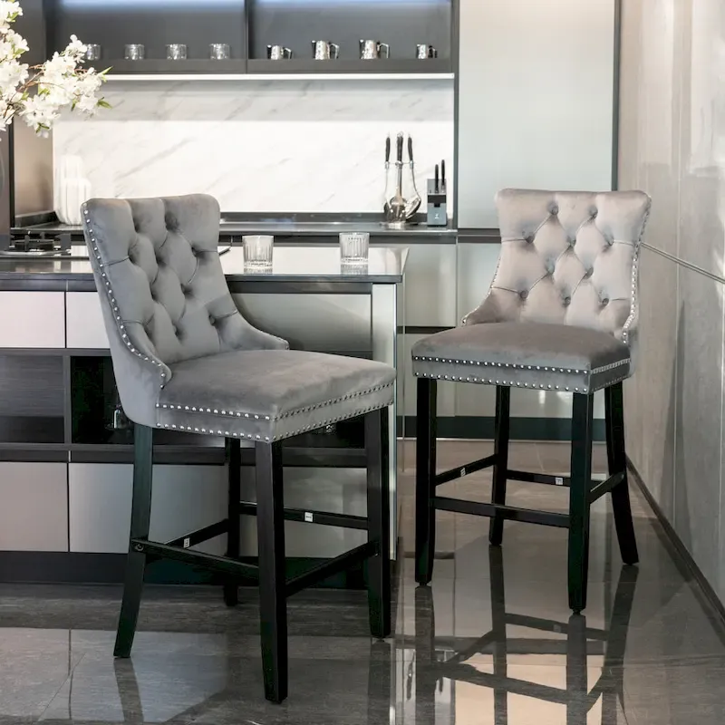 20d42dbbf976a31677cb1629b23d1f15d76b9e45c51199182ecb448b19377aa3 Leisure Style Bar Chairs,Set of 2(Grey)