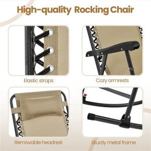 Yaheetech 2pcs 26in Rocking Chair Foldable Outdoor Lounge Chair(Black)