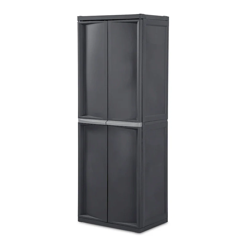 21aa1f860fee46e642f67f7caaf07c9bccca1c736468acc5d921c6f17c719590 Sterilite 2 Pack Adjustable 4-Shelf Garage Storage Cabinet Bin Organizer, Gray - 2 Pack(Grey)
