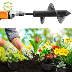 PURELY- Black Auger Drill Bit 3''× 7'' Garden Plant Flower Bulb Rapid Planter Spiral