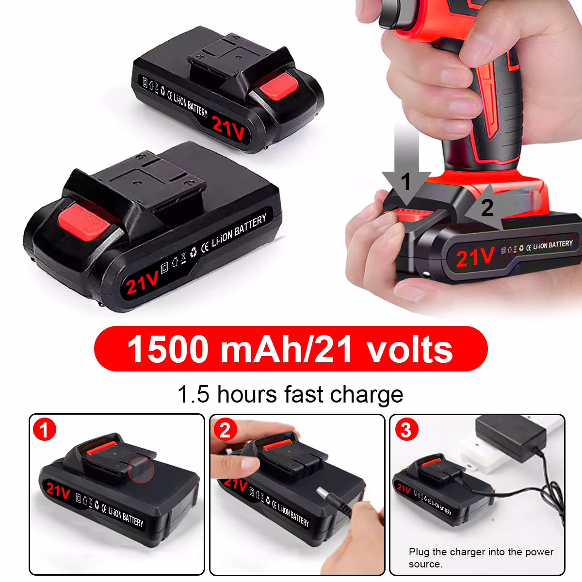 22b153ca597538d5d977a29cbec046d1fe065cf9176a32b86ea1e6bd19f110e4 21V Cordless Drill Set,Electric Power Drill 34Pcs with 3/8 Inch Keyless Chuck, 25 3 Clutch Compact Driver Drill with Work Light, Max torque 45Nm, 2-Variable Speed & Battery and Fast Charger