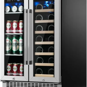 24 inch Dual Zone Beverage Refrigerator 30 Bottles 82 Cans Wine Fridge Built-in or Freestanding(24 inches 20 bottles 88 cans)