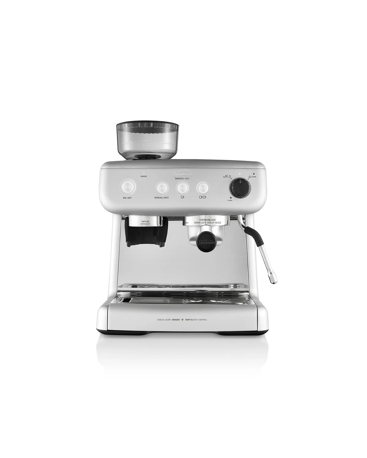 2343730867e4d2817b548dffe63d1411fdbe21ba1f00ef9dec89156a28c95cc7 Sunbeam Barista Max Espresso Machine - Silver