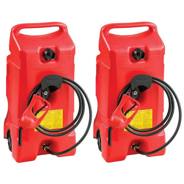 235b385fe4d3b33eaaeac2291de9a1b3709073b177a51cce2fec77e52a899398 14 Gallon Portable Gas Fuel Tank with Pump, 2 Pack, Red