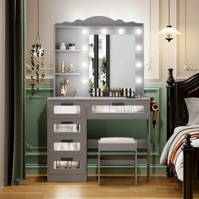 235c1cd19498cea881d19ab37ee2f088067c5dd6f4c69d32644b380de1b6d9aa Makeup Vanity with 3 Lighting Colors(White)